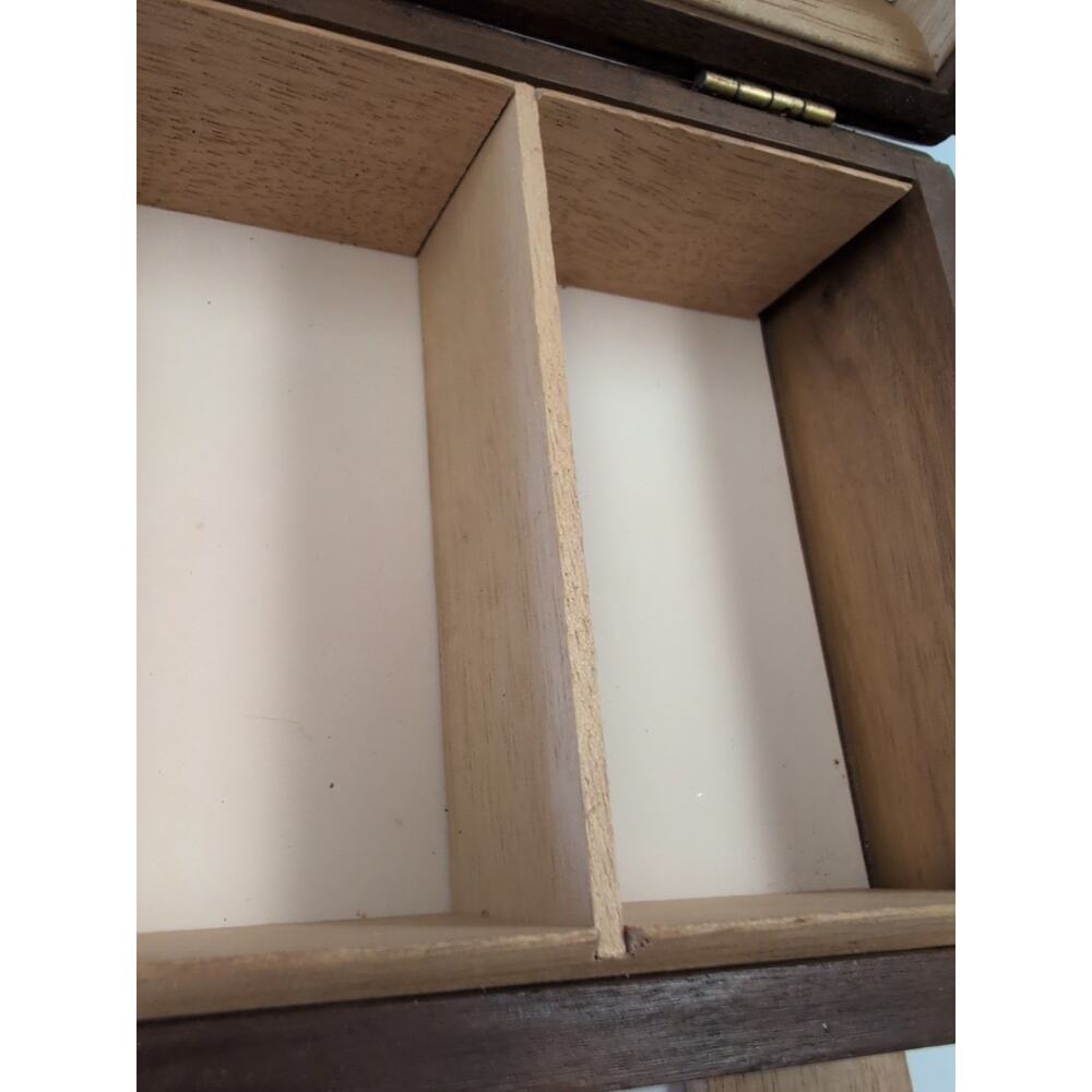 Vintage Decatur Indust. Deco Genuine Walnut Cigarette Humidor W/ Removable Divid - Picture 5 of 14